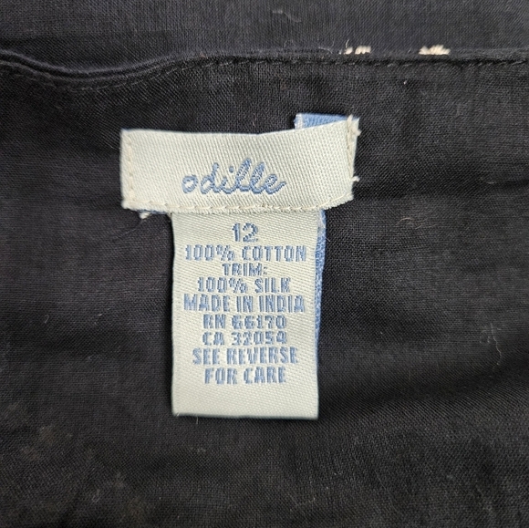 Odille by Anthro Black & White Silk Keyhole Peplum Halter Top Size 12 Women B10 - Picture 9 of 11